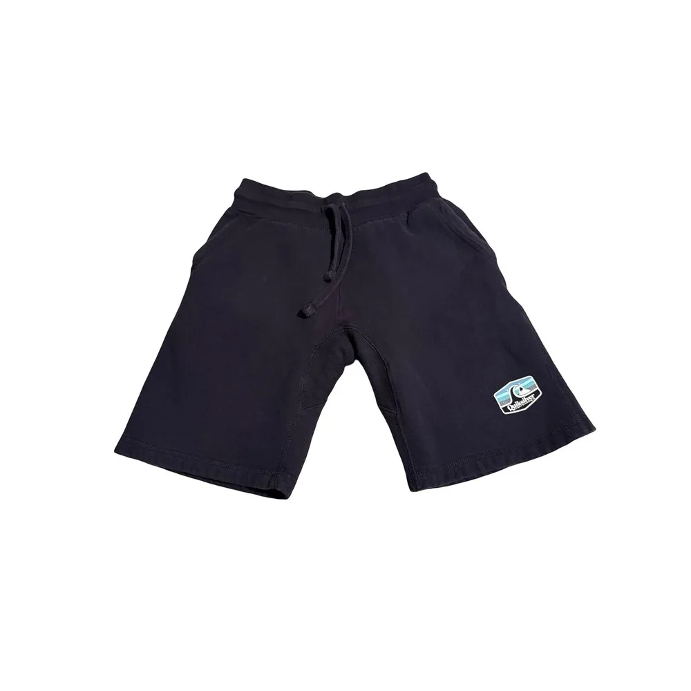 Quiksilver Mens Navy Blue Fleece Sweat Shorts Logo Patch Size Small